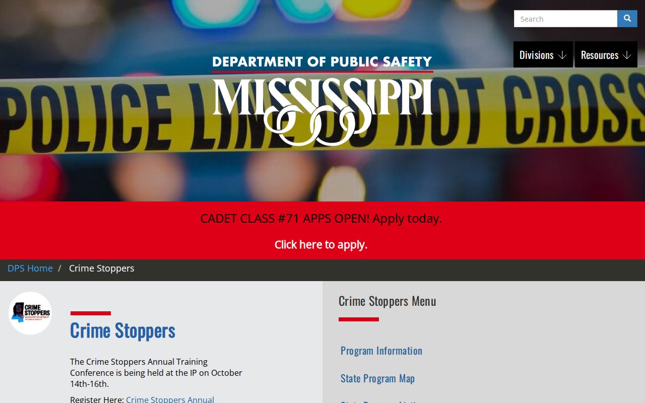 Tallahatchie County wanted-person tip information on the official Mississippi Crime Stoppers page